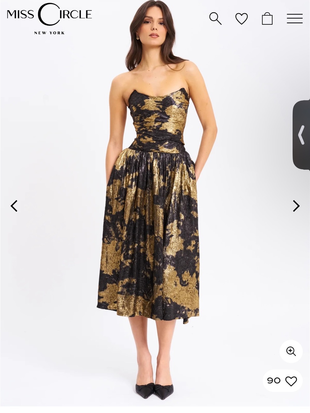 Miss Circle Saanvi Gold Tie Dye Bronzing Strapless Drop Waist Midi Dress - Size